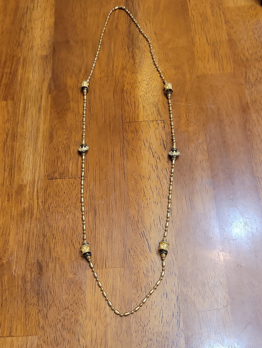 Vintage Long Strand Goldtone Metal Bohemian Neclace India 38in
